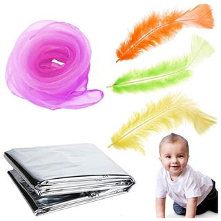 Sensory Scarf Feathers and Foil Blanket Set (5 Pieces)