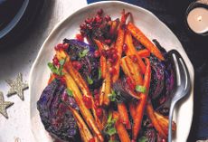 Roast red cabbage, carrots and parsnips with cranberry glaze