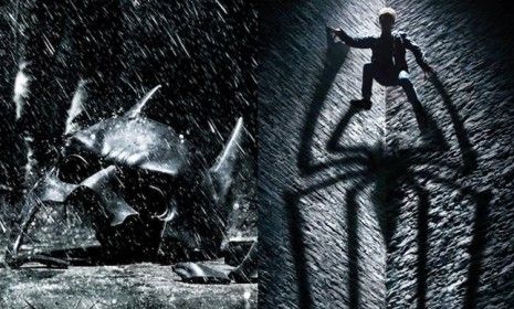 Batman&amp;#039;s broken mask is seen in part of a new poster for &amp;quot;The Dark Knight Rises&amp;quot;: The promotional image was released within hours of new art for &amp;quot;The Amazing Spider-Man.&amp;quot;