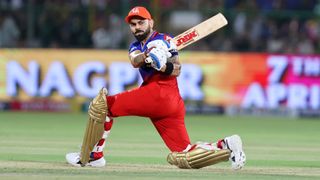 Virat Kohli of Royal Challengers Bengaluru is playing a shot during the Indian Premier League (IPL) 2024 T20 cricket match between Rajasthan Royals and Royal Challengers Bengaluru