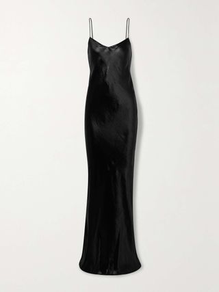 Draped Hammered Silk-Satin Maxi Dress