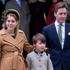 Princess Beatrice, Counsellor of State and Edoardo Mapelli Mozzi with Christopher Woolf attend the Christmas Morning Service at St Mary Magdalene Church on December 25, 2024 in Sandringham, Norfolk.