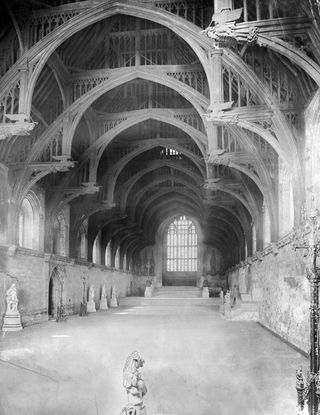 View of Westminster Hall, designed by Henry Yevele and Hugh Herland, as pictured in Country Life in 1945. Credit: Country Life Picture Library