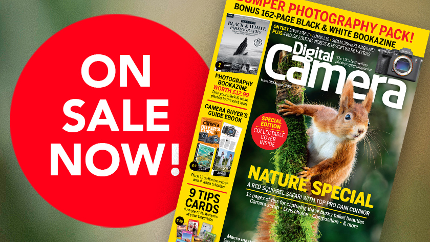 Picture of the front cover of the August 2026 issue of Digital Camera magazine, with a red blob saying 'On sale now!' 