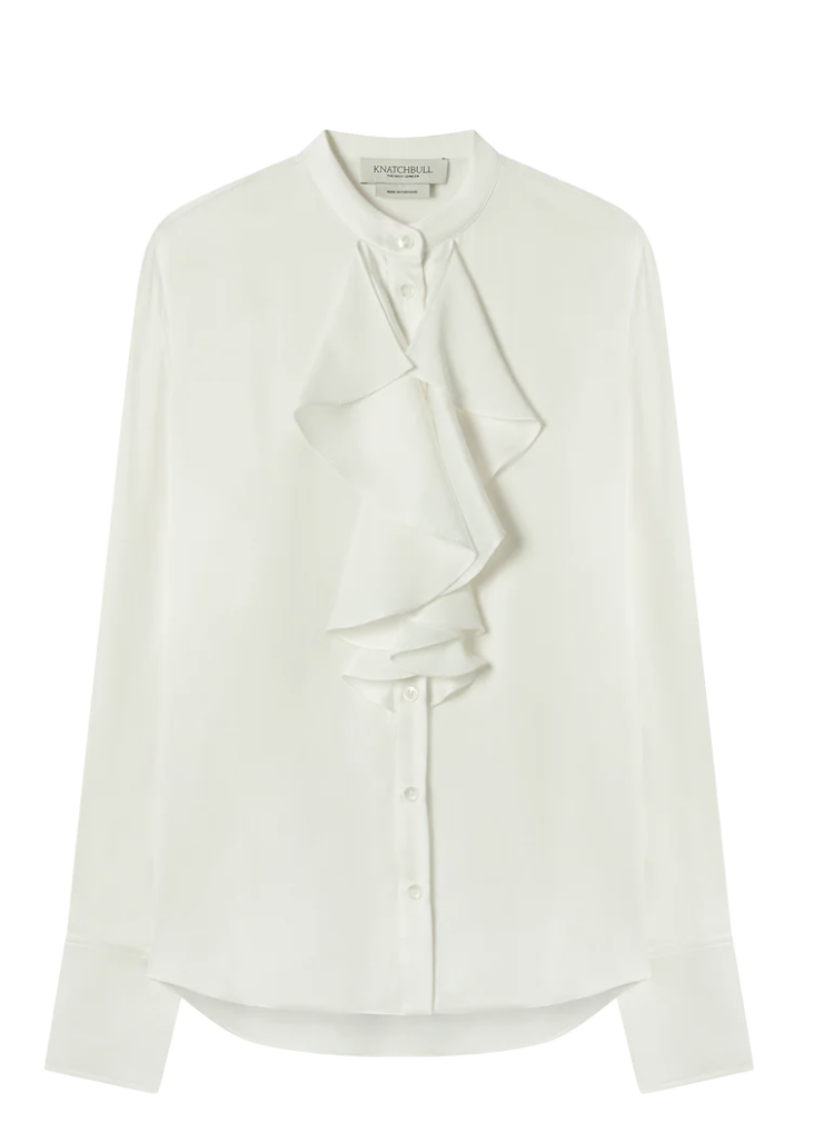 RTW, Cascade Ruffle Blouse in Sandwashed Silk Satin
