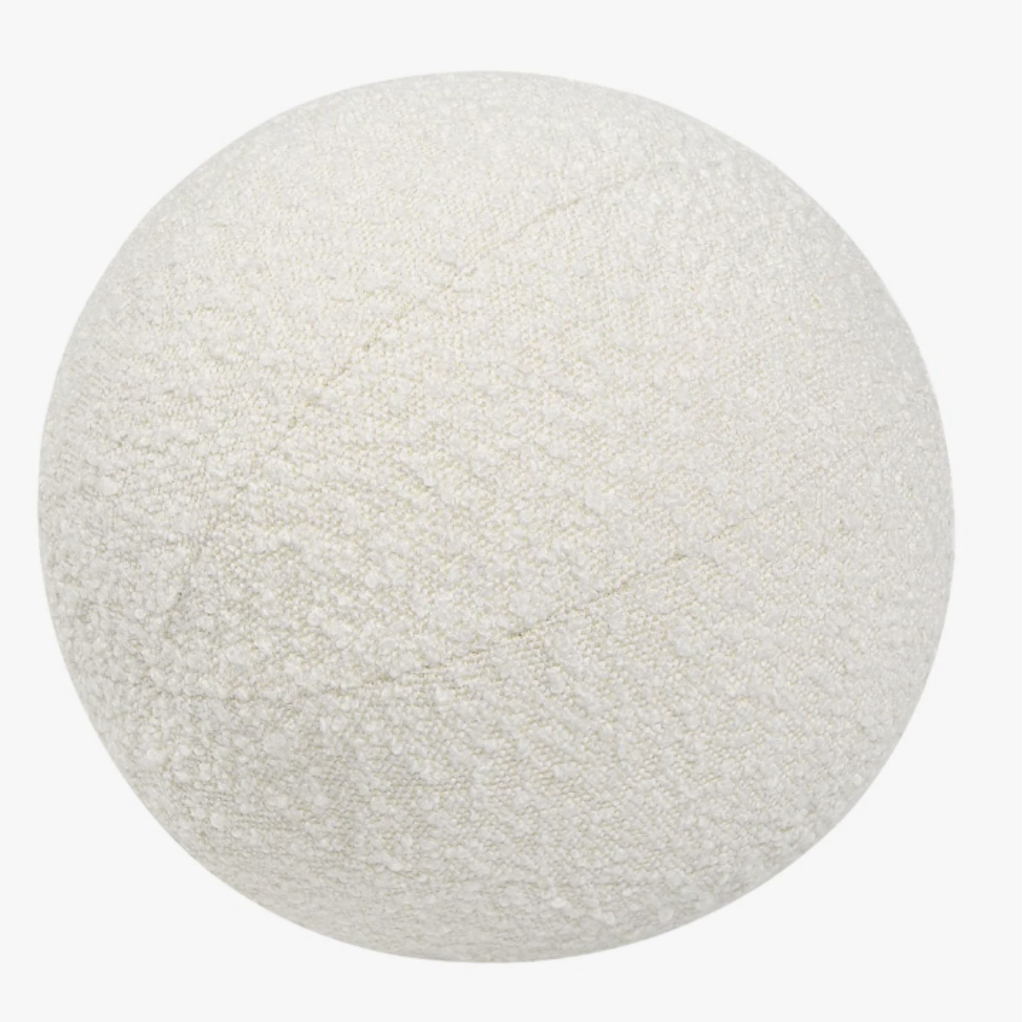 Luna 12" Round Sphere Accent Ball Throw Pillow, Ivory White Boucle
