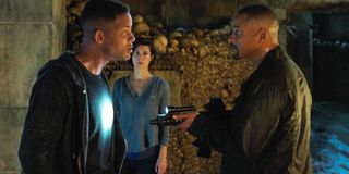 Will Smith, his CGI younger self and Mary Elizabeth Winstead in Gemini Man