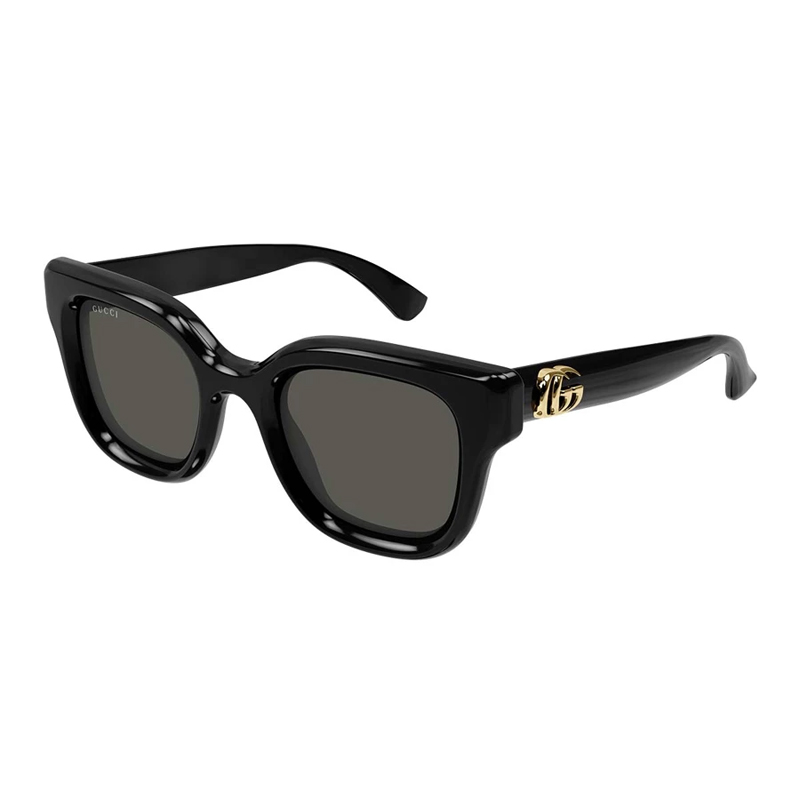 Black acetate sunglasses with gold logo, Gucci