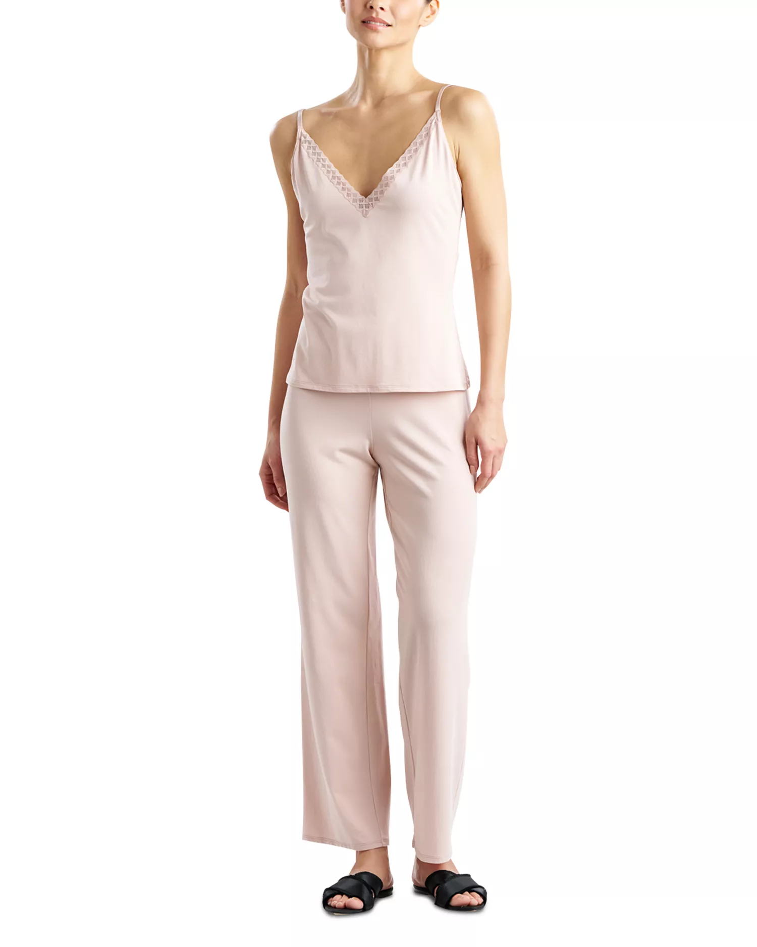 Lace Trim Jersey Pajama Set