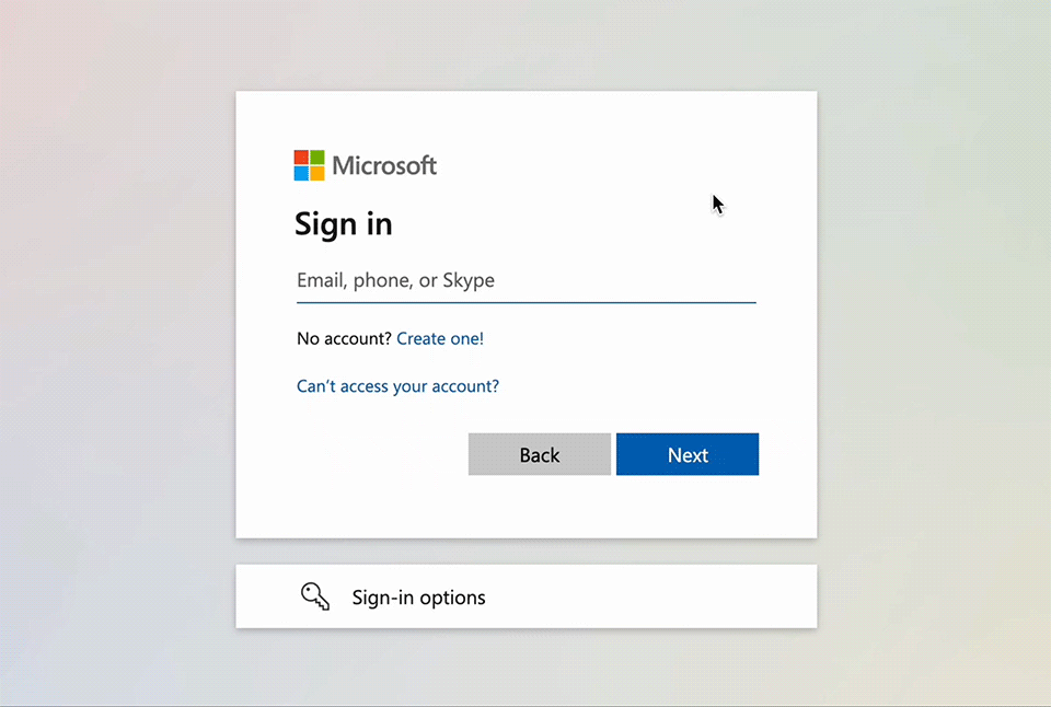 The Microsoft passwordless sign-in experience