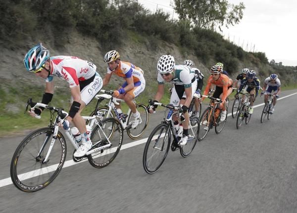 Oscar Pujol (Omega Pharma-Lotto) at the head of the early break.