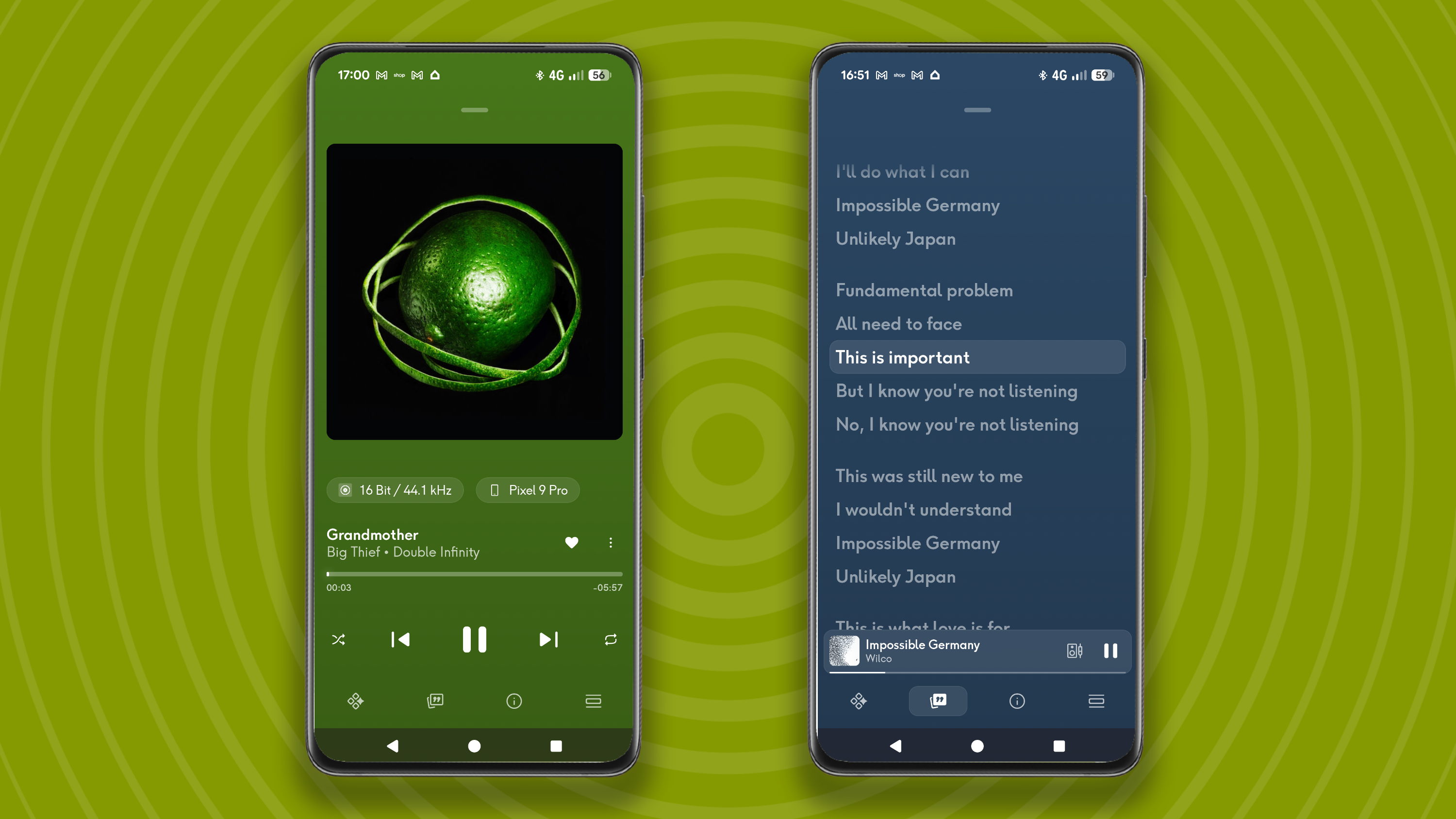 Qobuz screenshots on an Android phone