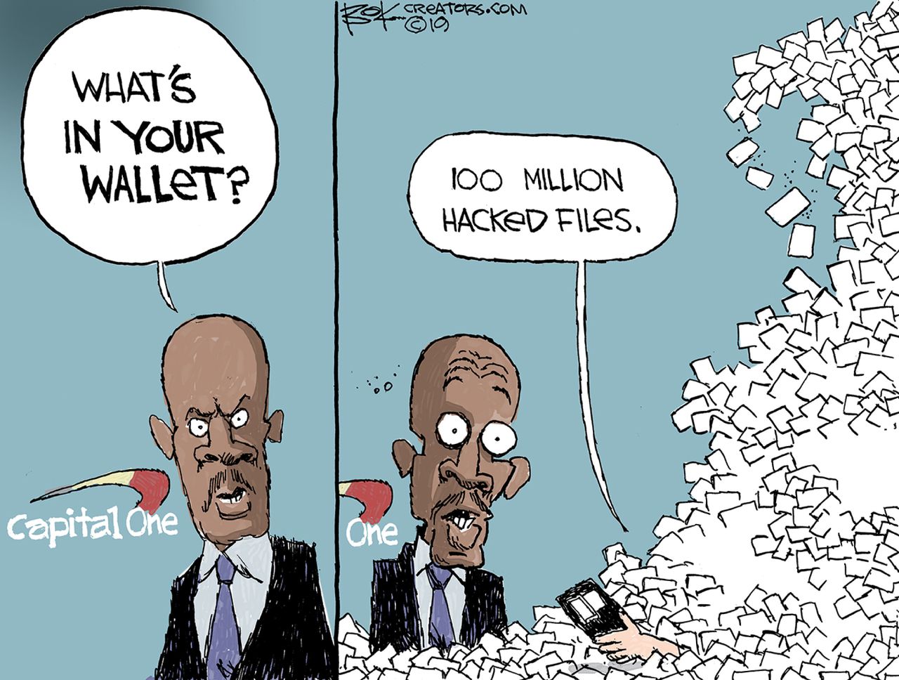 Editorial Cartoon What&amp;#039;s In Your Wallet Hacked Files Capitol One