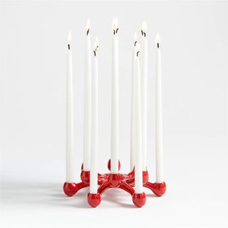 Holiday Red Taper Candle Holder Centerpiece