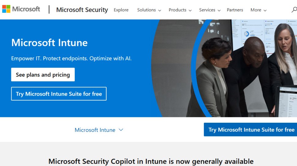 Website screenshot of Microsoft Intune (July, 2025)