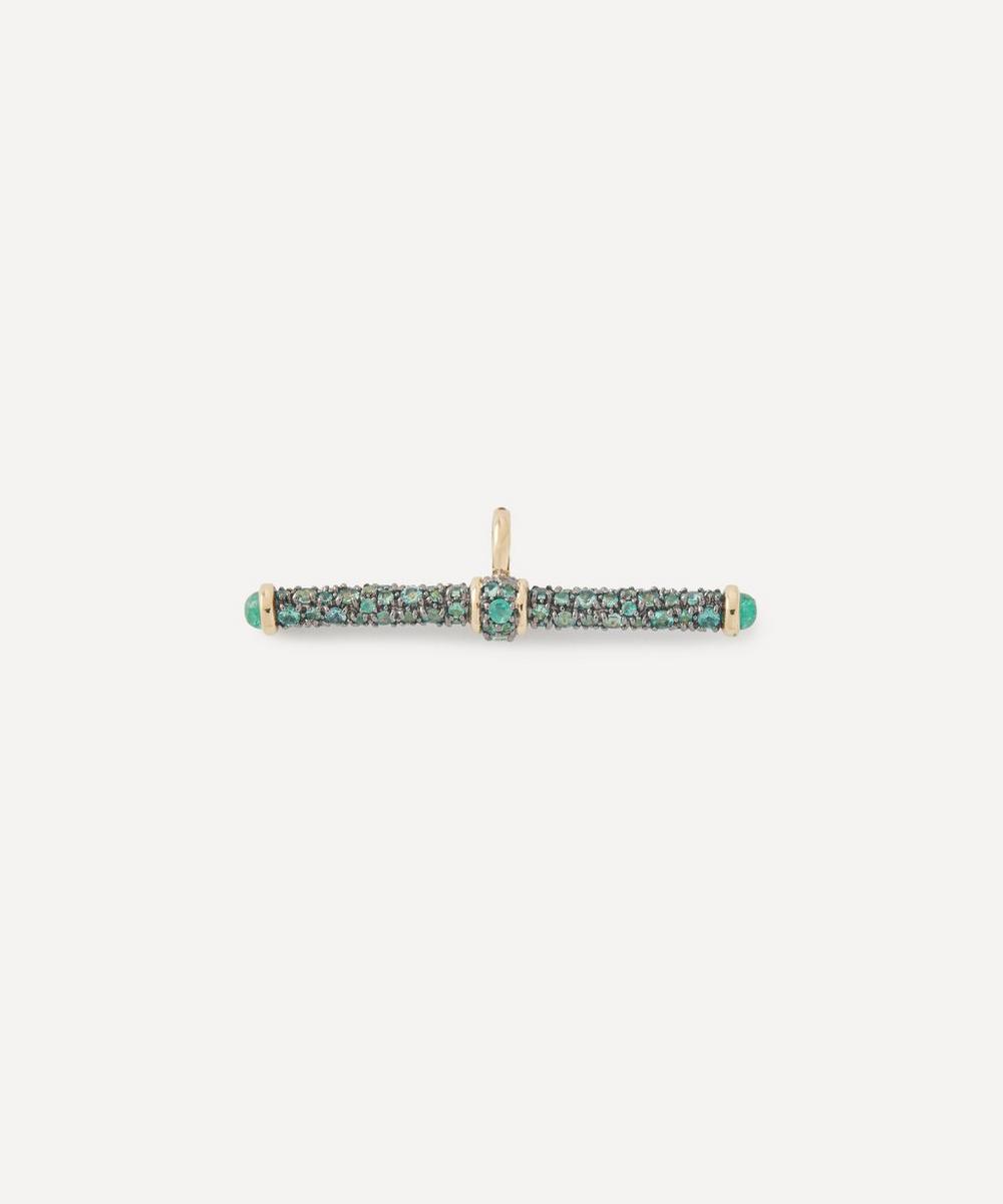 14ct Gold Emerald T-Bar Pendant