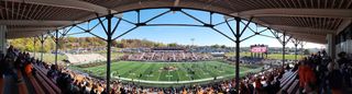 A panoramic view of a football field powered by Electro-Voice.