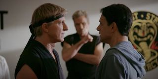 William Zabka as Johnny Lawrence and Ralph Macchio as Daniel LaRusso in Cobra Kai