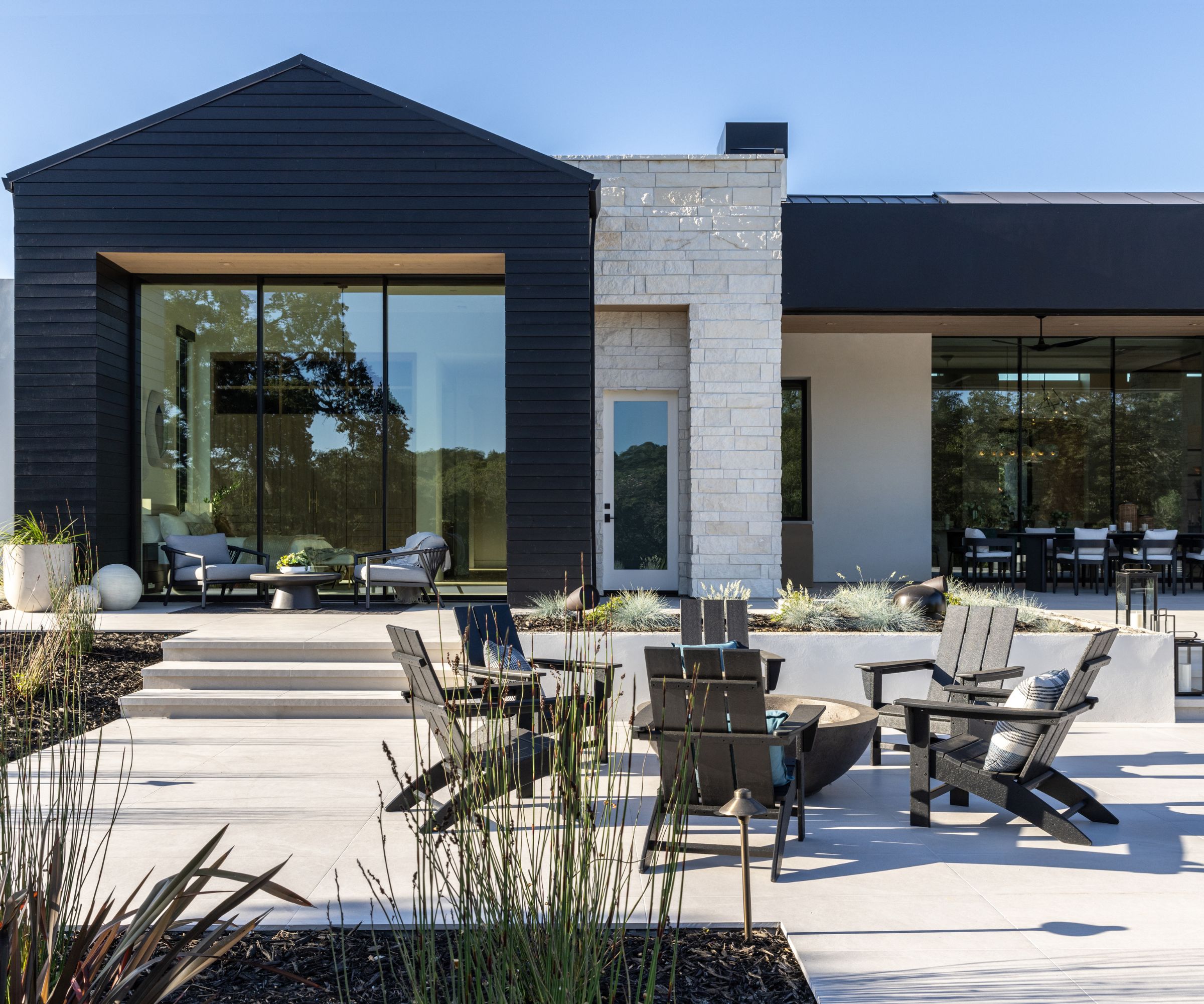 Monochrome outdoor living area
