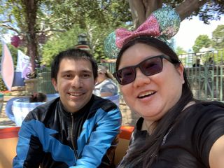 Christine and Robert in Alice Teacups at Disneyland