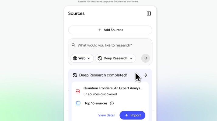 Deep Research option in NotebookLM