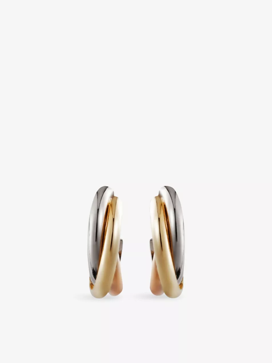 Trinity Mini 18ct Yellow, Rose and White Gold Hoop Earrings