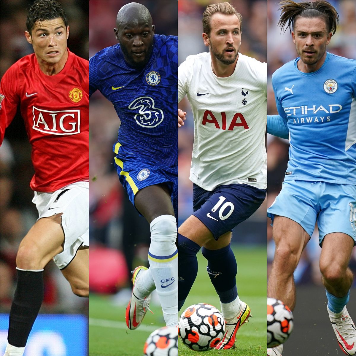 Cristiano Ronaldo, Romelu Lukaku, Harry Kane and Jack Grealish