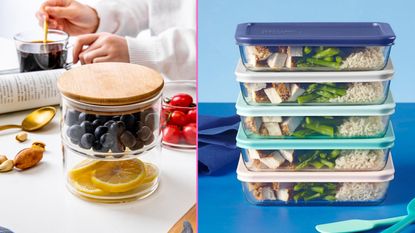 Two types of glass food storage containers