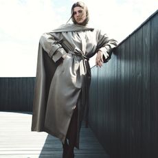 Sofia Richie Grainge wearing a trench coat from her new line, SRG.