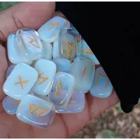 Opalite crystal runes stones set - View at Etsy