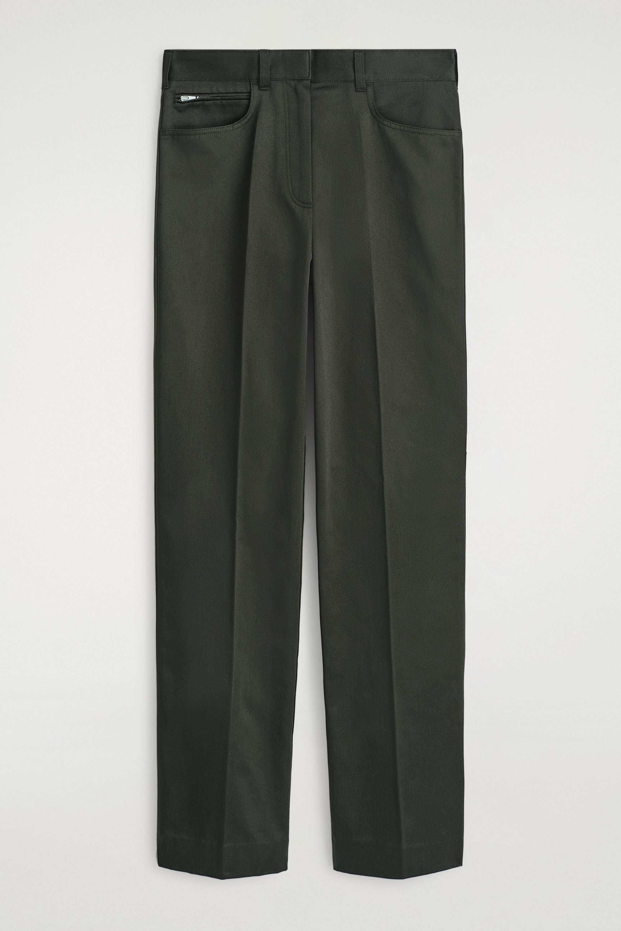 Sateen Straight-Leg Trousers