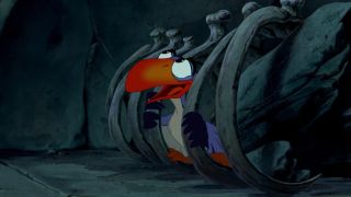 Zazu singing while imprisoned in The Lion King