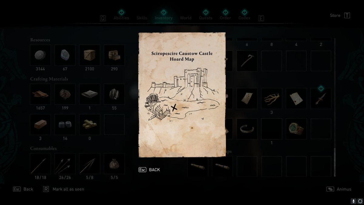 AC Valhalla Sciropescire treasure hoard map locations