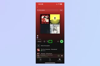 A screenshot showing how to merge playlists on Spotify