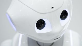 SoftBank's Pepper humanoid robot stands on display during the SoftBank World 2018 conference on July 19, 2018 in Tokyo, Japan.