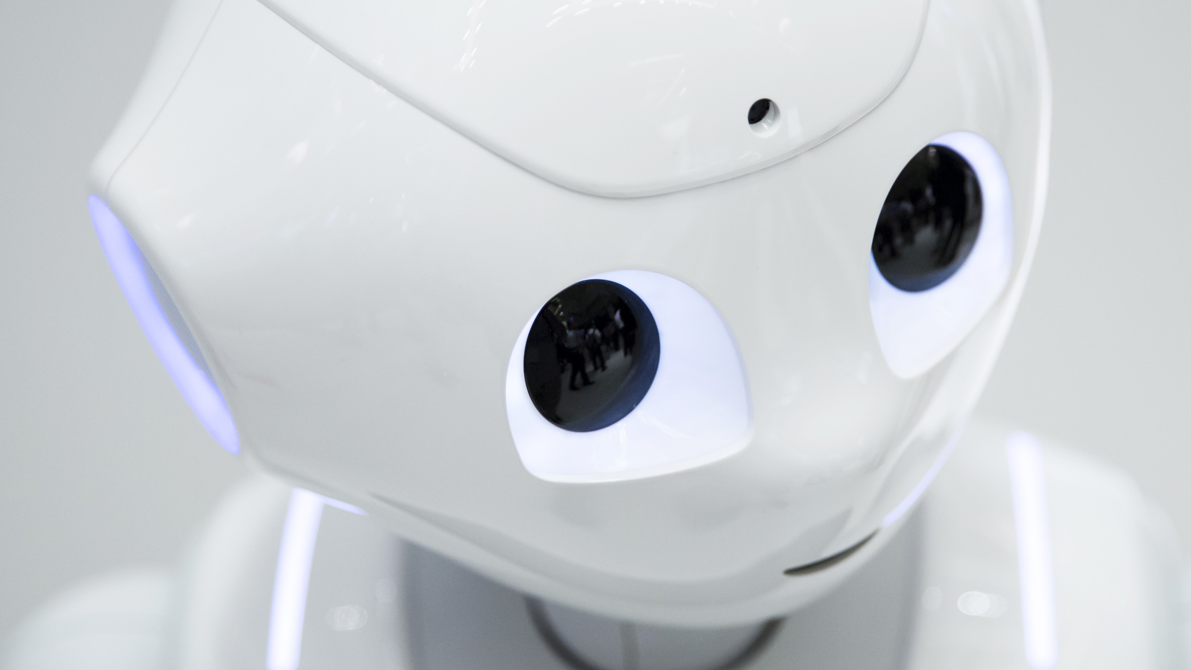 SoftBank&#039;s Pepper humanoid robot stands on display during the SoftBank World 2018 conference on July 19, 2018 in Tokyo, Japan.