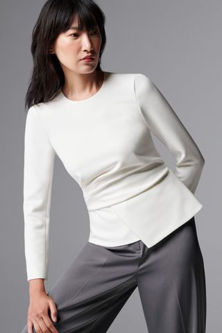 Malone Top Ivory Sculpt Stretch Crepe