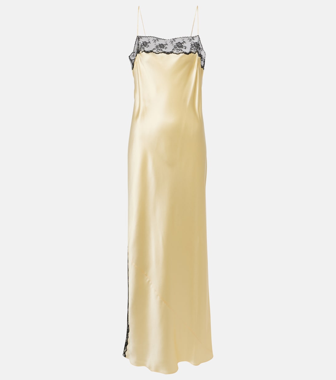 Aries Lace-Trimmed Silk Slip Dress