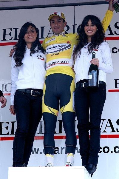 Cobo gets the first leader's yellow jersey.