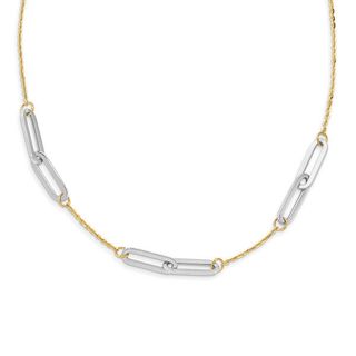 14k Two Tone Gold 1 Inch Chain Necklace
