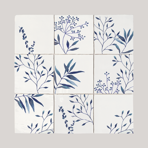 Victorian Plumbing, Retford Floral Blue Gloss Wall Tiles