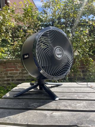 Shark FlexBreeze Fan in cordless tabletop mode outdoors