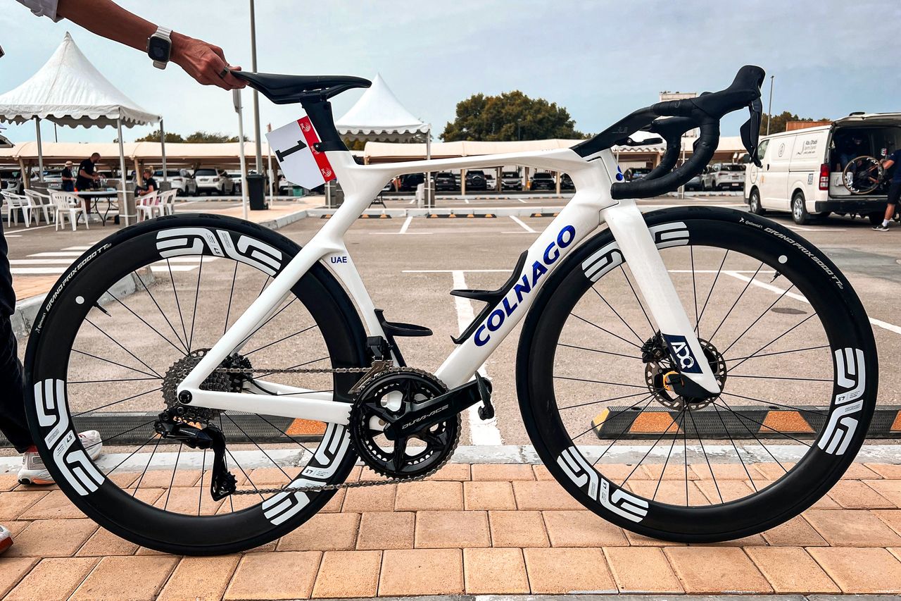 Detail photos of Elisa Longo Borghini's Colnago Y1Rs at the UAE Tour Women 2025