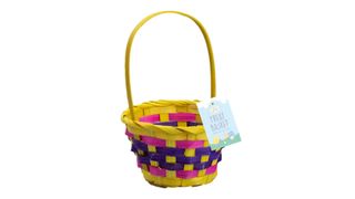 a medium shot of a colourful Easter basket from Poundland