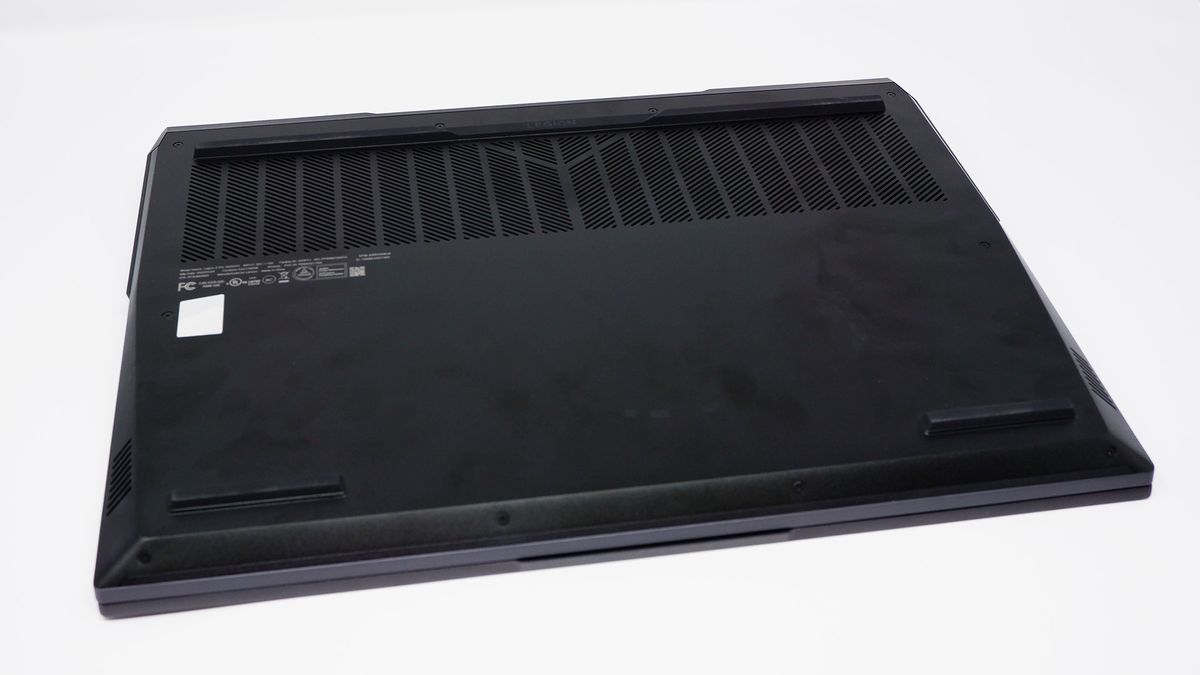 The underside of the Lenovo Legion 5 Pro 16 gaming laptop