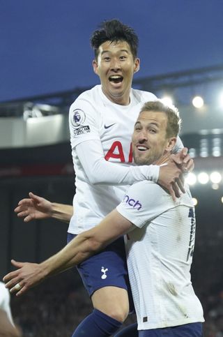 Son Heung-min and Harry Kane celebrate Tottenham's opener