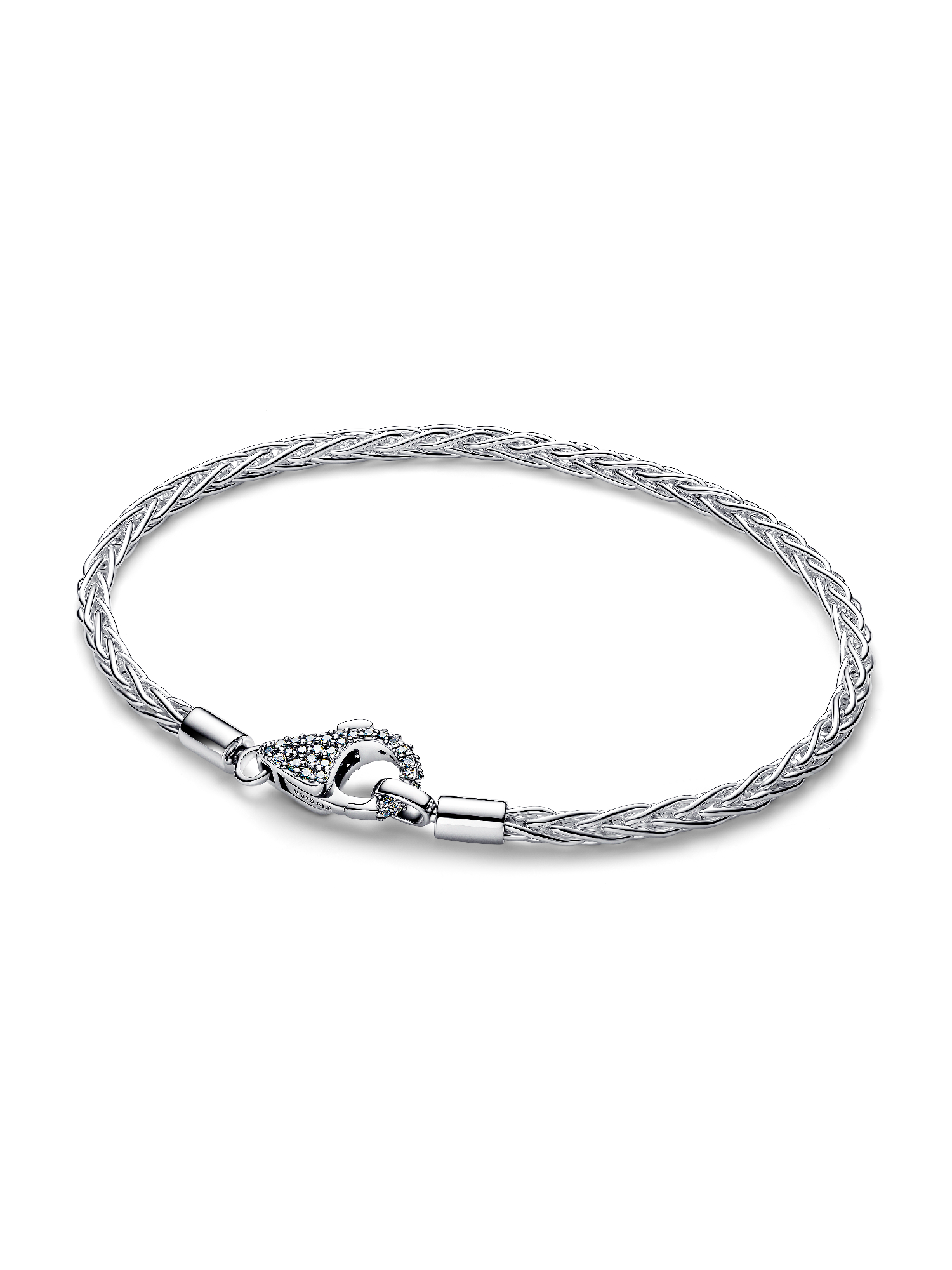 Pav&amp;eacute; Clasp Foxtail Chain Charm Bracelet