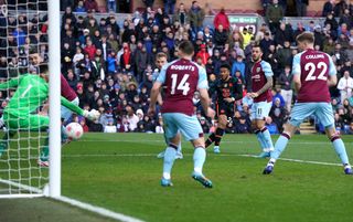 Chelsea’s Reece James (centre right) scores their side’s first goal of the game during the Premier League match at Turf Moor, Burnley. Picture date: Saturday March 5, 2022