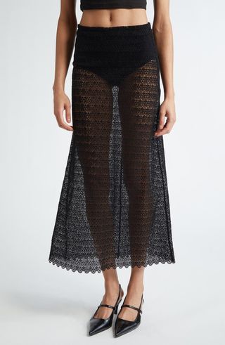 Tailored Sheer Organic Cotton Lace Skirt