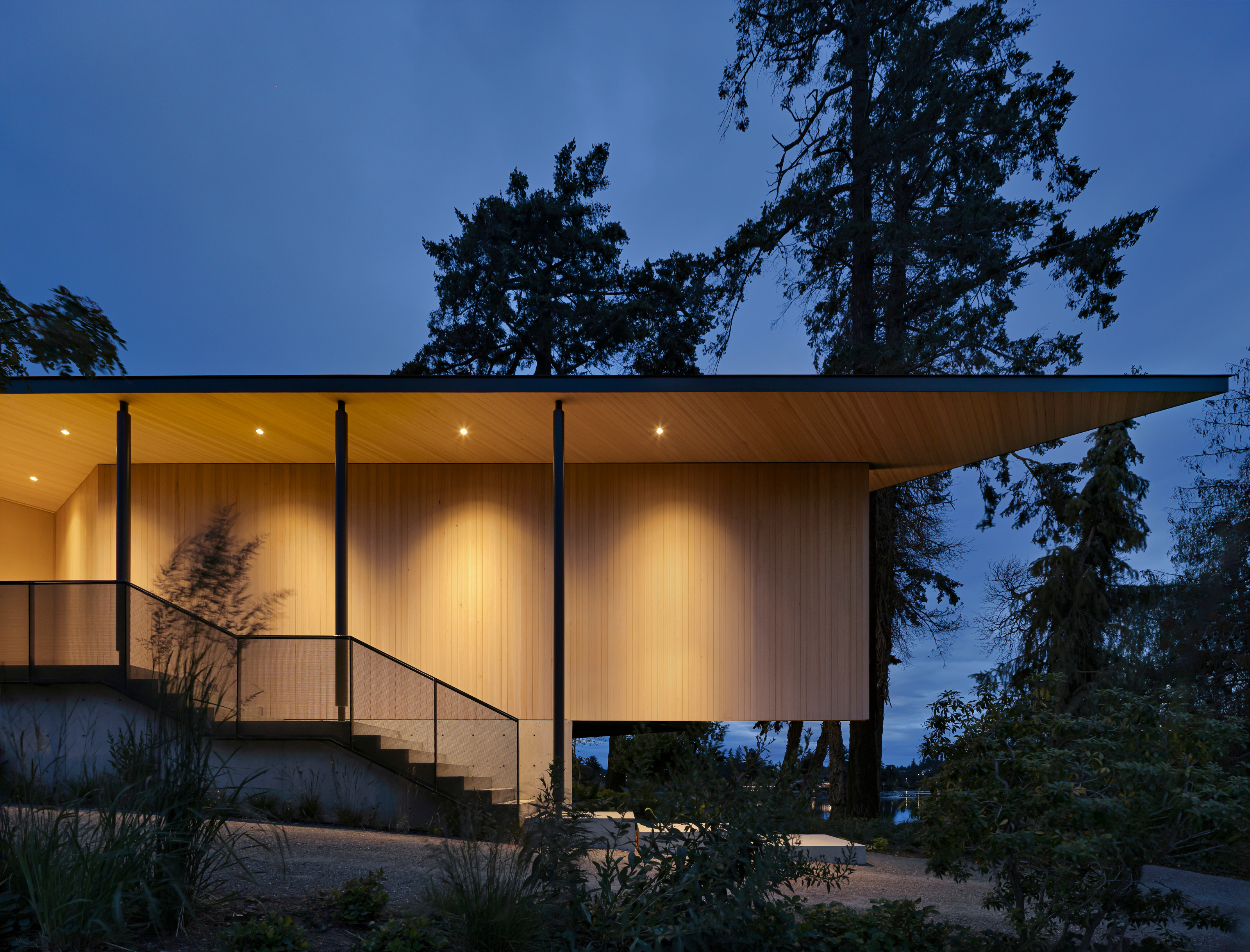 The new extension houses the front door and primary suite